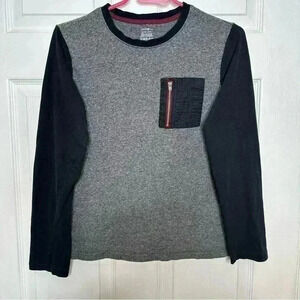 George Long  Sleeved Shirt Zippered Front Pocket Grey & Black Size Extra Large